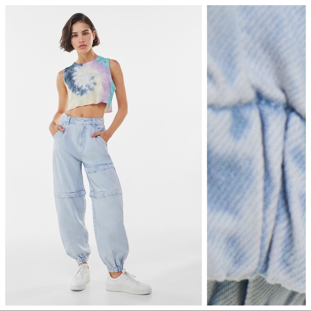 🌹 NWT. Bershka Light Blue Baggy Jogger Jeans. Size S.